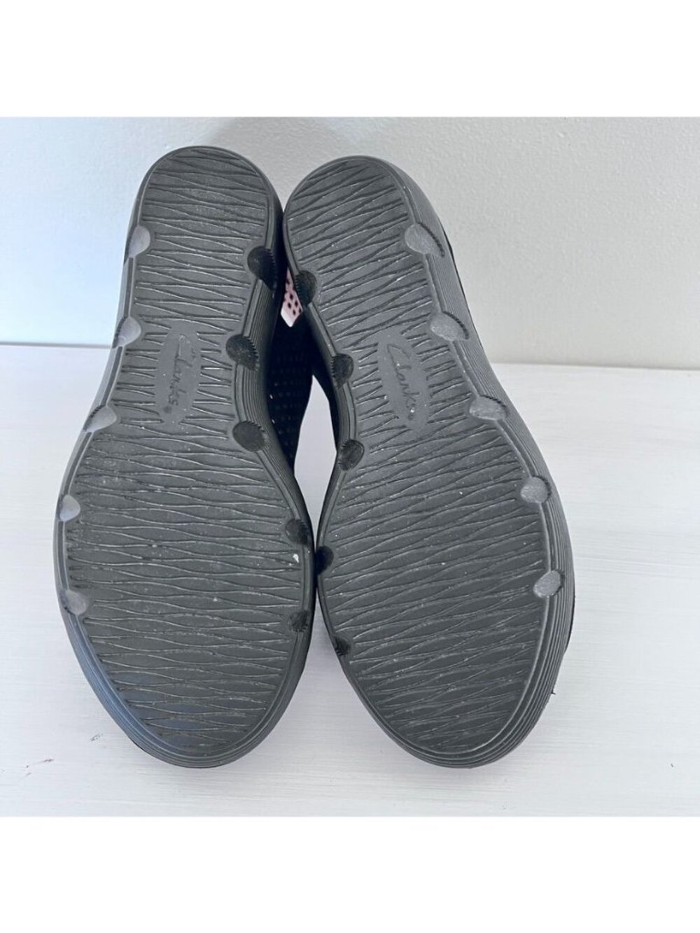 Clarks Artisan Clarene Award Sandals 8M Black Nubuck Wedge Slingback Adjustable - Picture 7 of 12